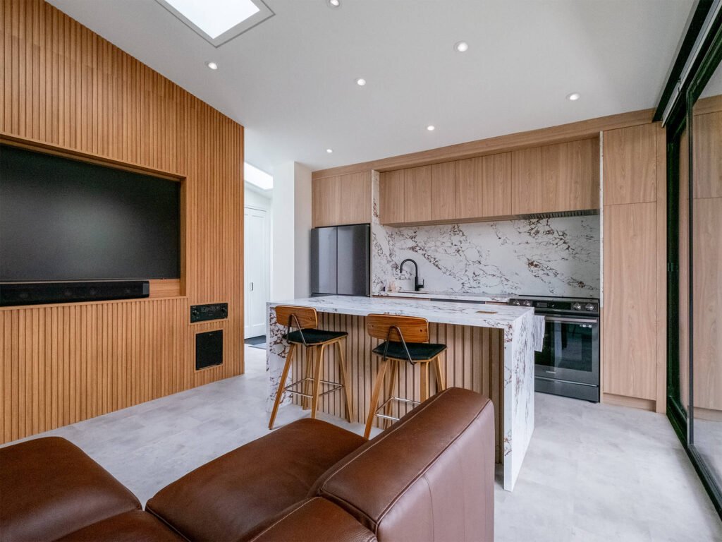 Modern garden suite interior living space